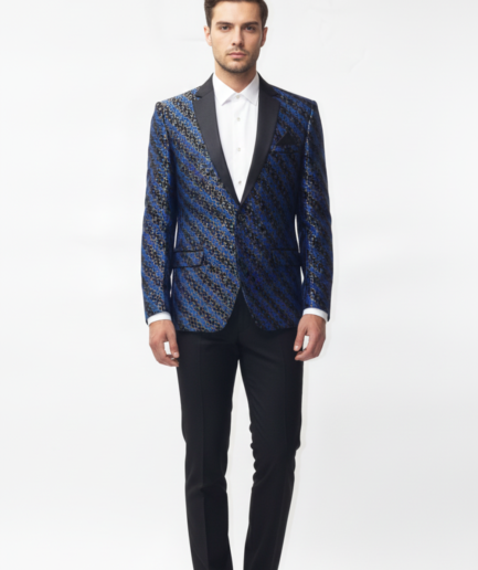 Royal Midnight Patterned Tuxedo Jacket