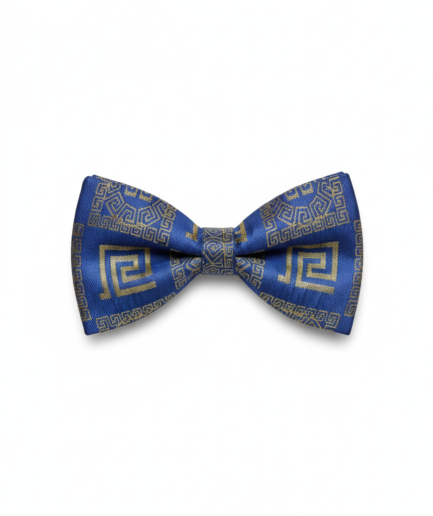 Royal Blue & Gold Patterned Bow Tie – Elegant Formal Accessory