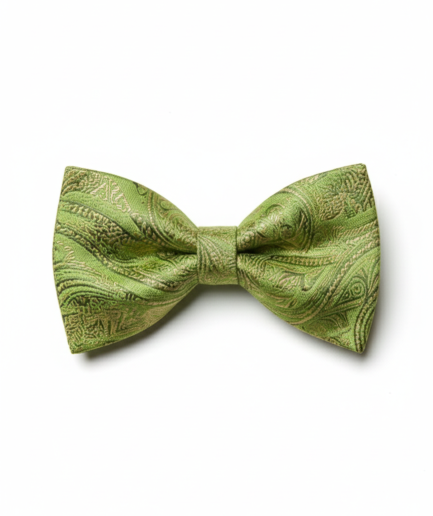 Green Paisley Jacquard Bow Tie – Stylish Formal Accessory