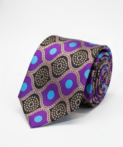 Premium Men’s Art Silk Tie – Purple Geometric Pattern | Formal & Party Wear