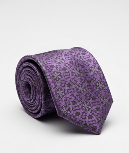 Dark Pink Tie with Black Work – Elegant Designer Necktie