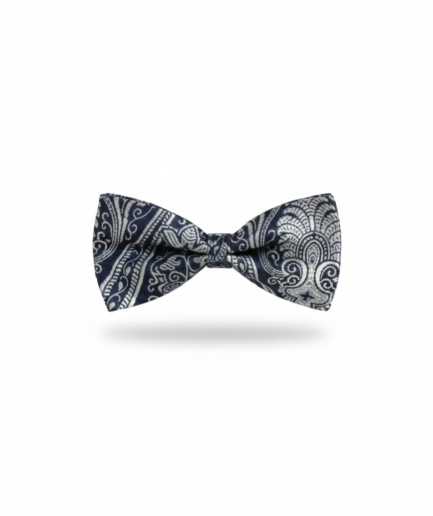The Monochrome Muse: Art-Deco Black-Stitched White Bow Tie
