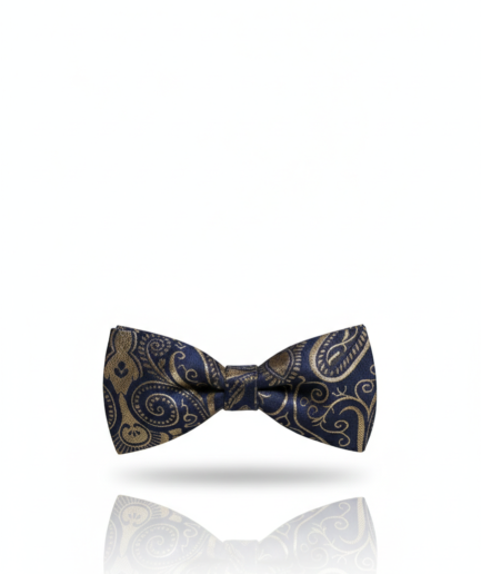 Stylish Blue and Golden Bow Tie – Premium Formal Men’s Accessory
