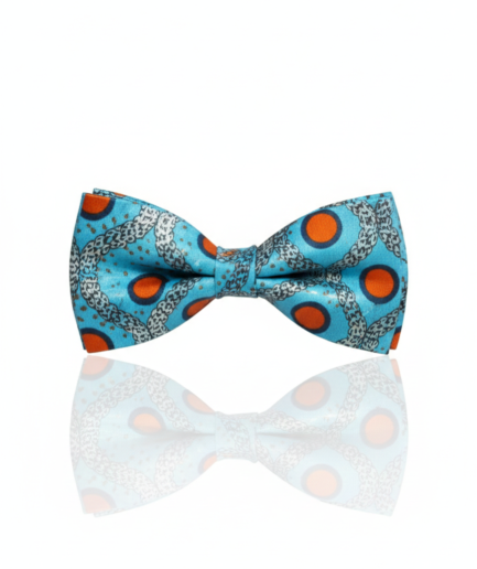 Elegant Blue Silk Tie with Red Circles and Silver Detailing – Formal Men’s Accessory