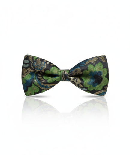 Multicolor Silk Bow Tie – Blue, Green, Golden & Black – Formal Men’s Accessory