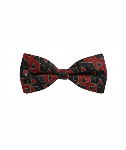 The Midnight Crimson: Elegant Red & Black Patterned Bow Tie