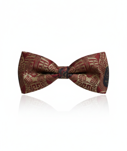 The Crimson Gilded Beau: Dark Red & Rose Gold Bow Tie