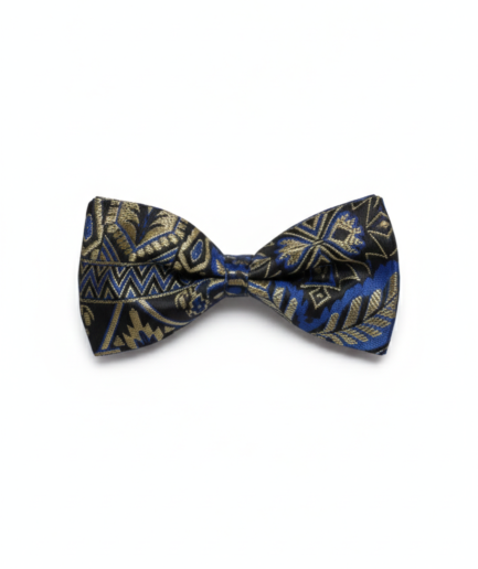 The Midnight Mosaic: Handcrafted Multi-Tonal Blue & Black Bow Tie