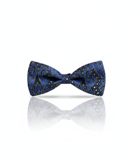 The Obsidian Azure: Midnight Blue Embroidered Bow Tie