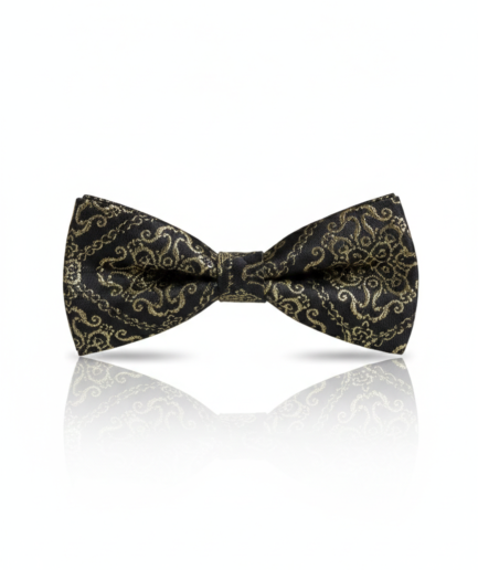 The Sterling Shadow: Metallic Silver & Onyx Bow Tie