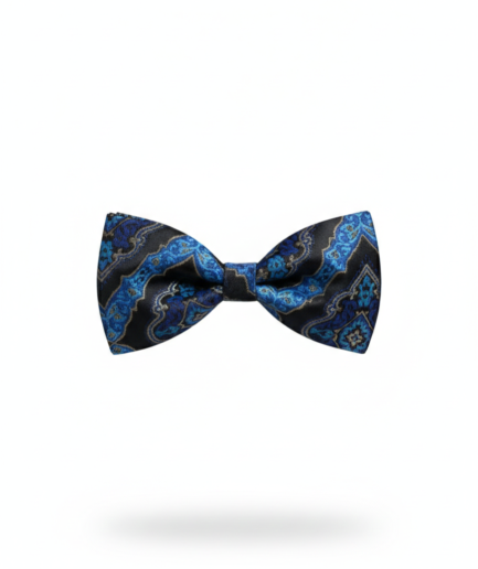 Celestial Sophistication: The Sky Blue & Noir Patterned Bow Tie