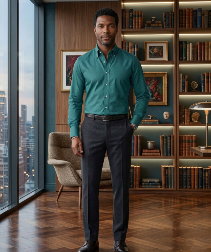 Men’s Teal Formal Shirt | Premium Slim Fit Full Sleeve Office Wear Shirt | Cotton Blend Business & Party Wear Shirt for Men