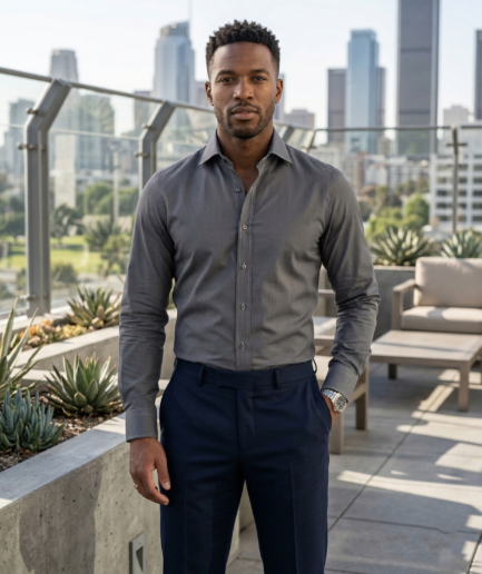 Charcoal Grey Formal Shirt for Men | Premium Cotton Blend Regular Fit Office & Business Wear Shirt