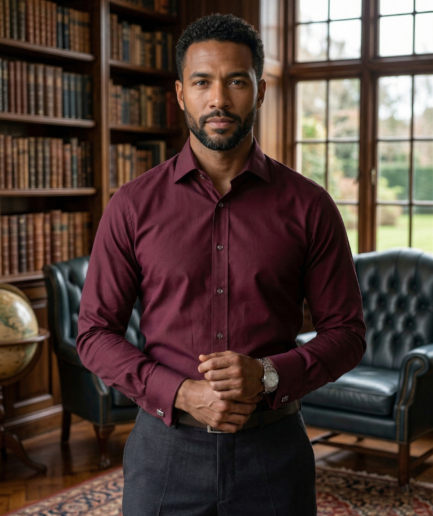 Wine Color Formal Shirt for Men | Premium Cotton Blend Regular Fit Office & Business Wear Shirt