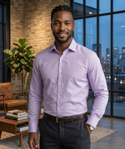 Men’s Lavender Formal Shirt | Premium Slim Fit Full Sleeve Office Wear Shirt | Cotton Blend Business & Party Wear Shirt for Men