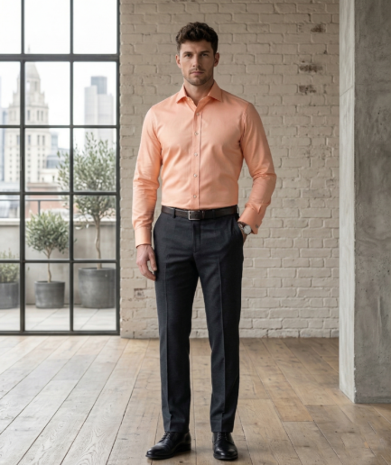 Peach Formal Shirt for Men | Premium Cotton Blend Regular Fit Office & Business Wear Shirt