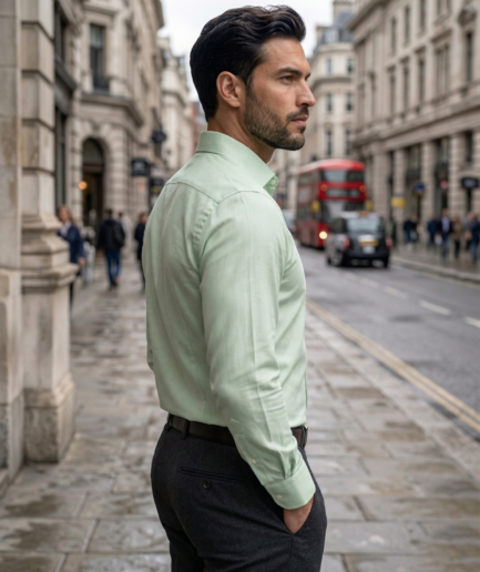 Light Green Formal Shirt for Men | Premium Cotton Blend Regular Fit Office & Business Wear Shirt
