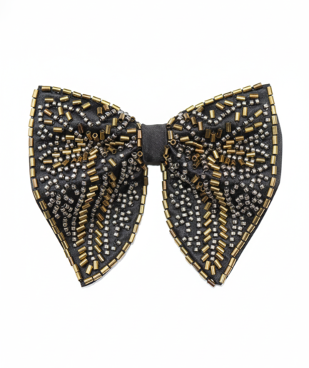 Black & Gold Designer Embroidered Bow Tie