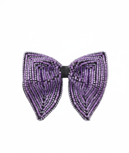 Hand-Beaded Purple Crystal Men’s Designer  Bow Tie