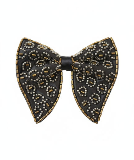 Men’s Black & Gold Beaded Embroidered Bow Tie