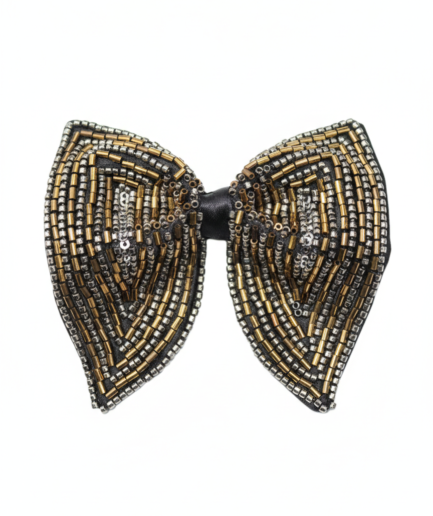 Antique Bronze & Silver Hand-Beaded Luxury  Bow Tie
