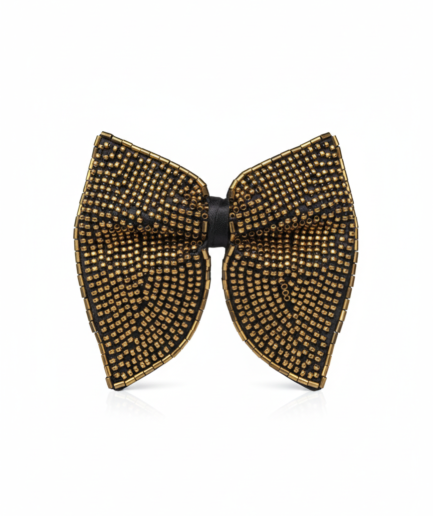 Gold Beaded Butterfly Statement Bow Tie