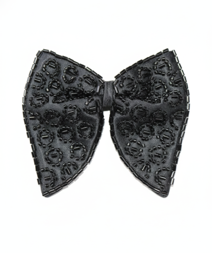 Black Beaded Patterned Butterfly Bow Tie