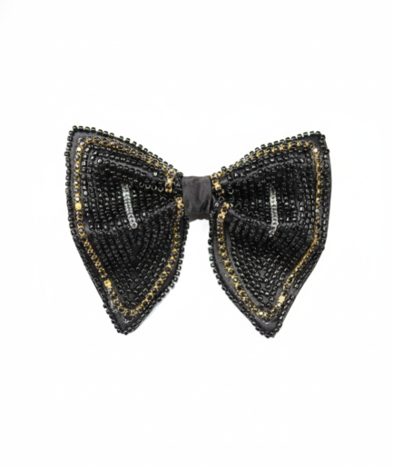 Hand-Embroidered Midnight Black Butterfly  Bow Tie