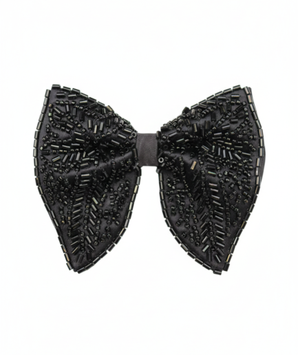 Black Embroidered Beaded Luxury Bow Tie