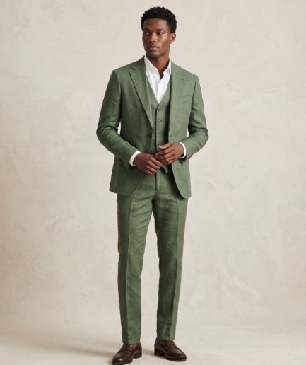 Men's Premium 3-Piece Linen Suit – Slim Fit Tailored Ensemble in Sage Green